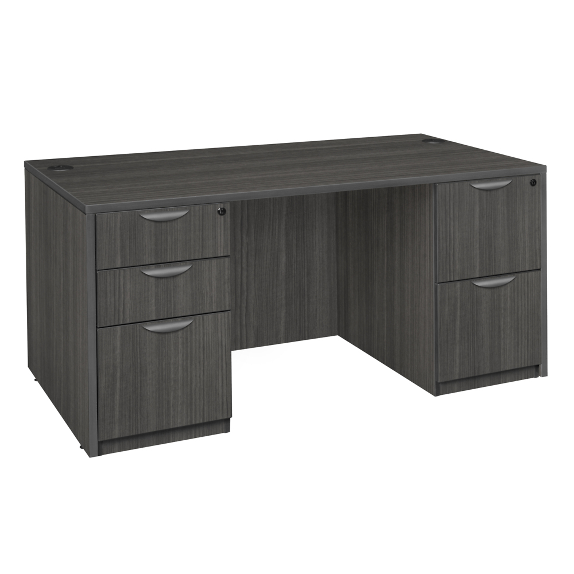 Regency Legacy Office Desk — 71in. x 35in., Double Pedestal, Ash Grey, Lockable Drawers, Model# LDPF7135AG